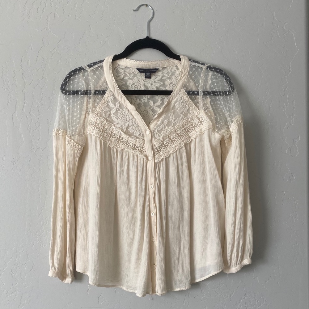 Lace cream blouse
